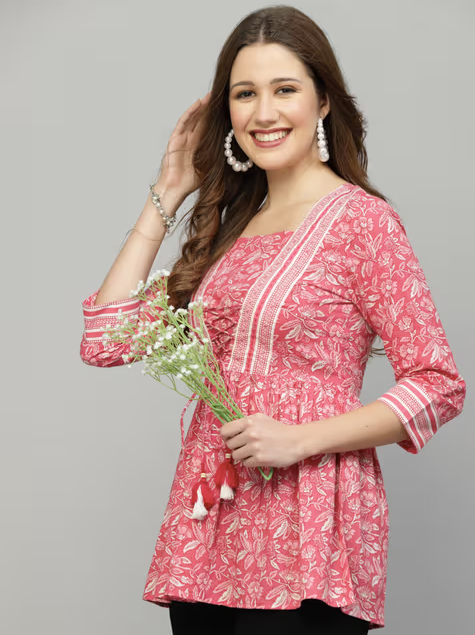 Pink Floral Print Top